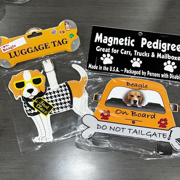 Beagle Lover Gift Set - Magnet & Luggage Tag NEW - Picture 1 of 3